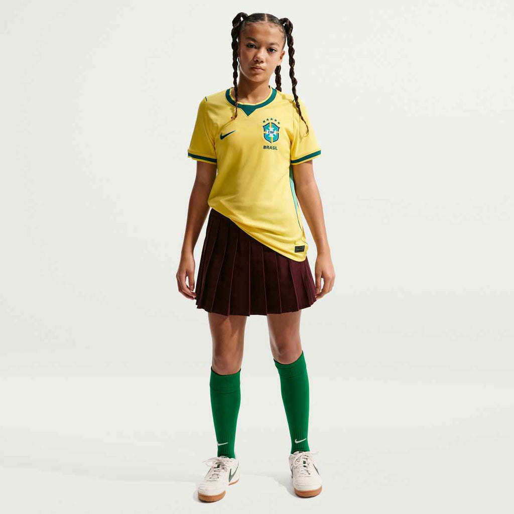 Nike Youth Brazil Pele Home Stadium Jersey 2026 (Yellow Canary/Teal)