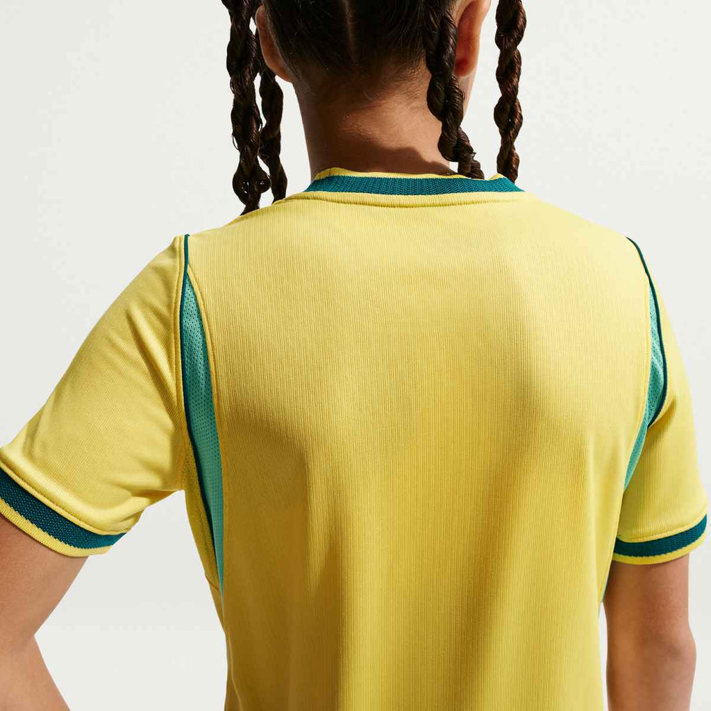 Nike Youth Brazil Vini Jr. Home Stadium Jersey 2026 (Yellow Canary/Teal)