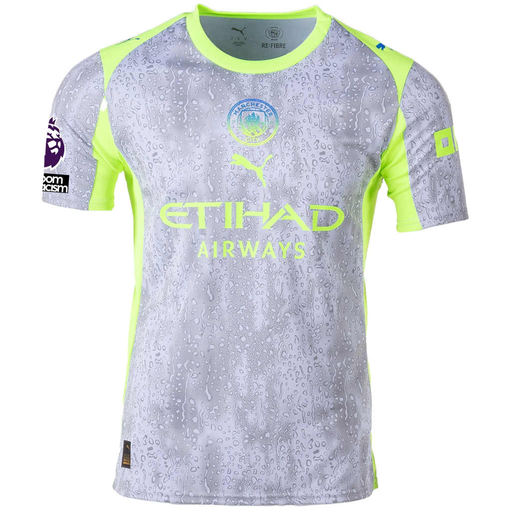 Puma Men's Manchester City Gvardiol Third Jersey w/ EPL + No Room For Racism Patches 25/26 (Cool Weather/Pro Green)
